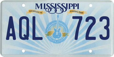 MS license plate AQL723