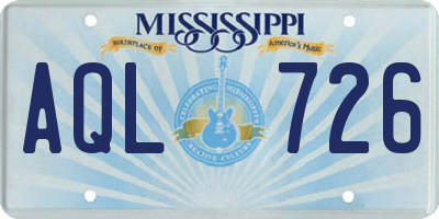 MS license plate AQL726