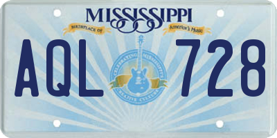 MS license plate AQL728
