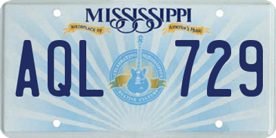 MS license plate AQL729
