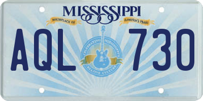 MS license plate AQL730