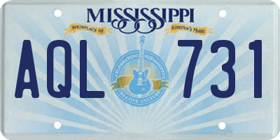 MS license plate AQL731