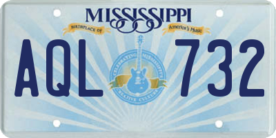 MS license plate AQL732