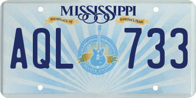 MS license plate AQL733