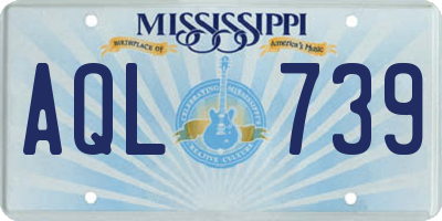 MS license plate AQL739