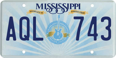 MS license plate AQL743
