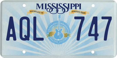 MS license plate AQL747