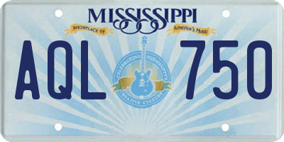 MS license plate AQL750
