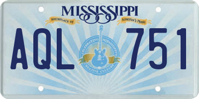 MS license plate AQL751
