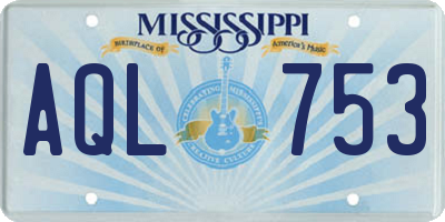 MS license plate AQL753