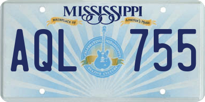 MS license plate AQL755