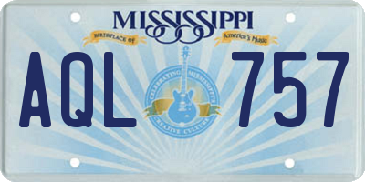 MS license plate AQL757