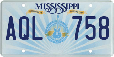 MS license plate AQL758