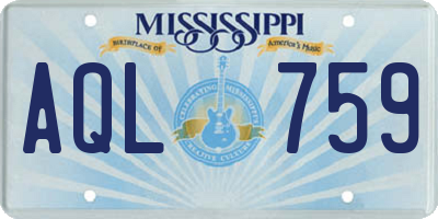 MS license plate AQL759