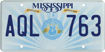 MS license plate AQL763