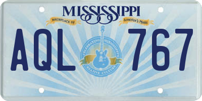 MS license plate AQL767