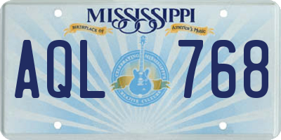 MS license plate AQL768
