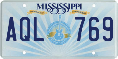 MS license plate AQL769