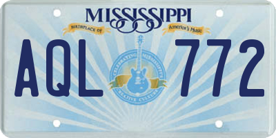MS license plate AQL772