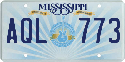 MS license plate AQL773