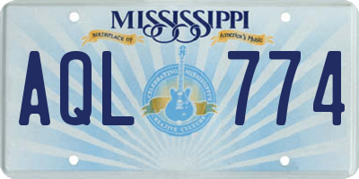 MS license plate AQL774