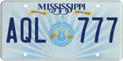 MS license plate AQL777
