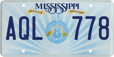 MS license plate AQL778