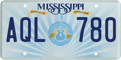 MS license plate AQL780