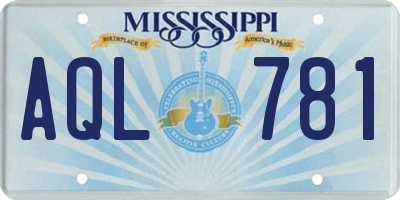 MS license plate AQL781