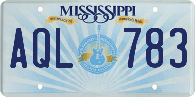 MS license plate AQL783