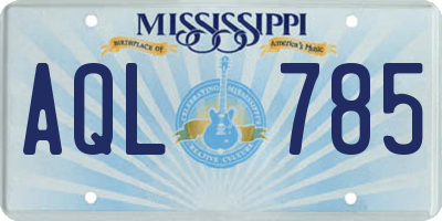 MS license plate AQL785