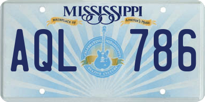 MS license plate AQL786