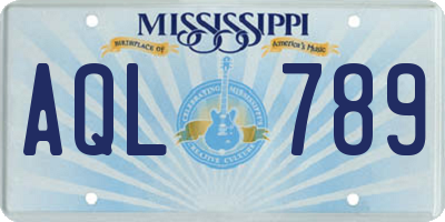 MS license plate AQL789