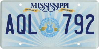 MS license plate AQL792