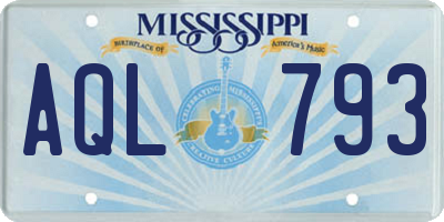 MS license plate AQL793