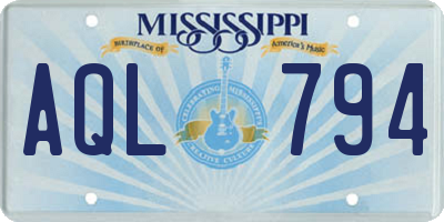 MS license plate AQL794