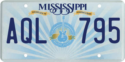 MS license plate AQL795