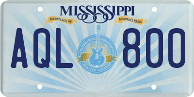 MS license plate AQL800