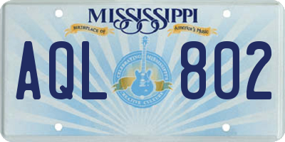 MS license plate AQL802