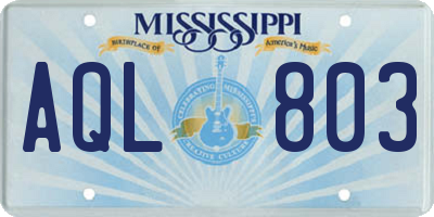 MS license plate AQL803