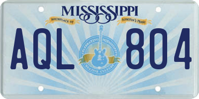 MS license plate AQL804