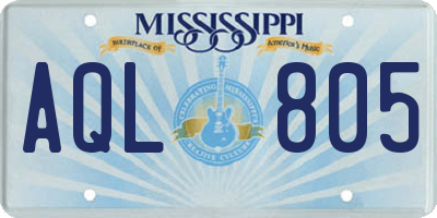 MS license plate AQL805