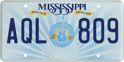 MS license plate AQL809