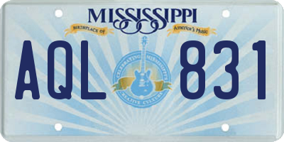 MS license plate AQL831