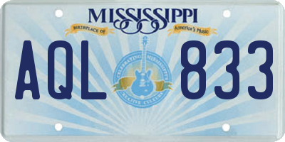 MS license plate AQL833