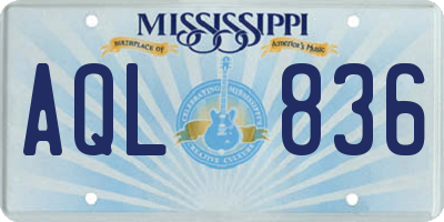 MS license plate AQL836