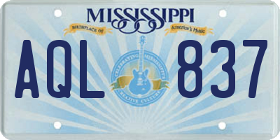 MS license plate AQL837