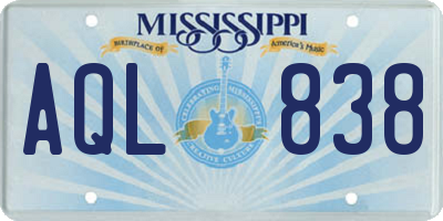 MS license plate AQL838