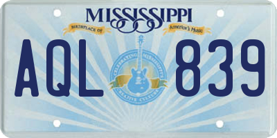 MS license plate AQL839