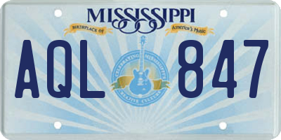 MS license plate AQL847